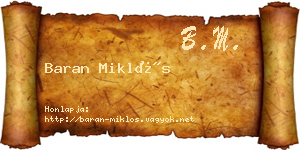 Baran Miklós névjegykártya